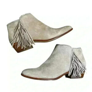 Sam Edelman Paige Zipper Fringe Ankle Bootie Boots Putty Size‎ 8